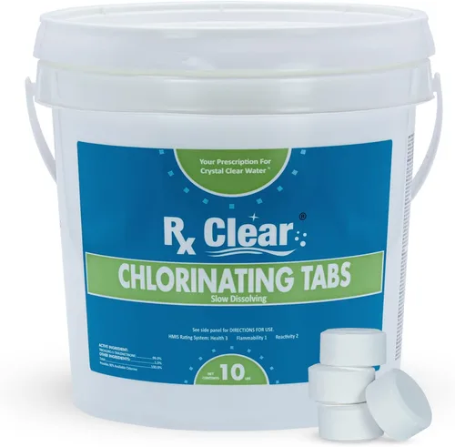 Vista 10 de Rx Clear Tabletas de cloro de 1 pulgada 5 libras Usar tabletas como bactericida, algicida y desinfectante en piscinas Estabilizadas, de larga