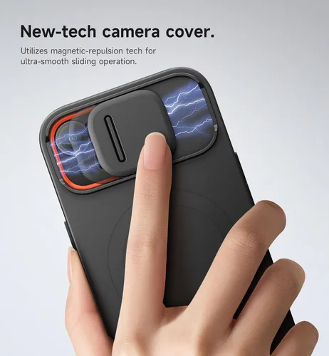 Vista 4 de SURITCH Funda para iPhone 13/14 con cubierta magnética para cámara y soporte ajustable, compatible con MagSafe, a prueba de golpes, funda protectora