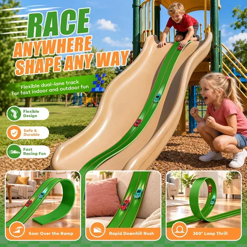 Vista 4 de TAEMVV Pista de carreras flexible para niños, juego de pistas de doble Lima