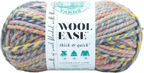 Vista 195 de Lion Brand Yarn - Ovillo de lana Wool-Ease Thick & Quick color fuerza aérea Super Bulky Wool Acrylic Blend Fiber for Soft Hats, Sweaters, Chunky