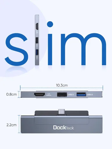 Vista 9 de Adaptador de Hub Multipuerto USB C para iPad Pro - Dockteck USBC Hub 5 en 1 con PD de 100W, HDMI 4K 60Hz, Audio, USB 3.0, Dock USB C con Agarre