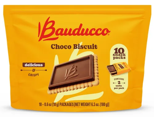 Vista 12 de Bauducco Galletas Choco Biscuit – Galletas crujientes cubiertas de chocolate, envueltas individualmente para aperitivos, postres y loncheras, 25.3
