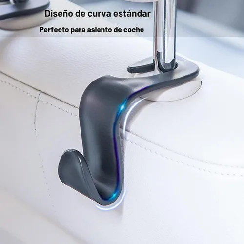 Vista 4 de Gancho para reposacabezas de asiento de automóvil, paquete de 4 ganchos para mochila de vehículos, organizador para bolsos, bolsos, ropa, gancho
