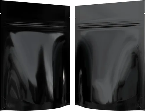 Vista 47 de Bolsas de barrera estilo Mylar – Cremallera con sellado térmico – 100 bolsas (negro brillante/transparente, 0.04 oz - 3 x 4.5 pulgadas)
