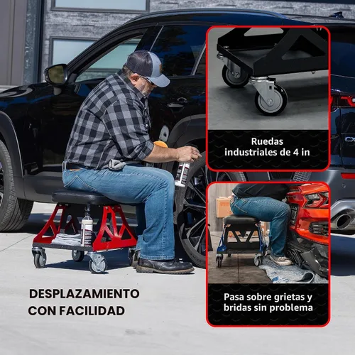 Vista 5 de Vyper Low Pro - Taburete de garaje con asiento extraíble para mecánicos, automoción, bricolaje, silla de taller con ruedas de capacidad de 400