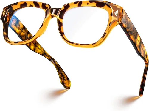 Vista 11 de VISOONE Lightweight TR90 Square Frame Gaming Anti Glare Computer Glasses Verde albahaca