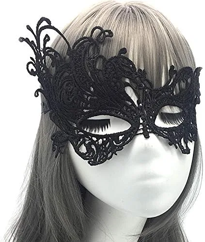 Vista 5 de Máscara de encaje para mujer, 3 piezas, para Halloween, carnaval, bailes de baile y fiesta veneciana