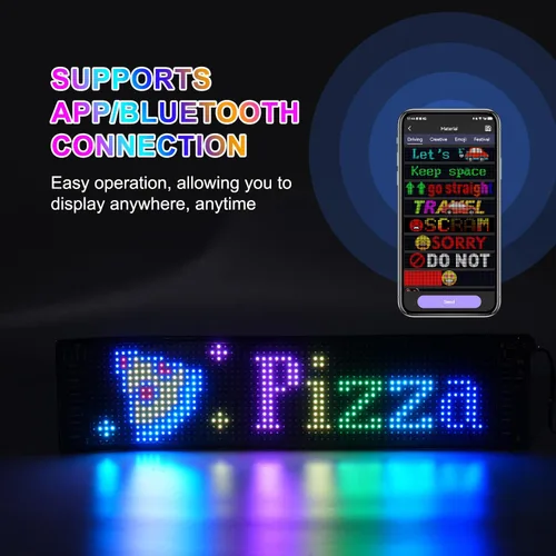 Vista 6 de Letrero LED programable de desplazamiento – Tablero de visualización a todo color con control de aplicación Bluetooth – Patrones personalizados