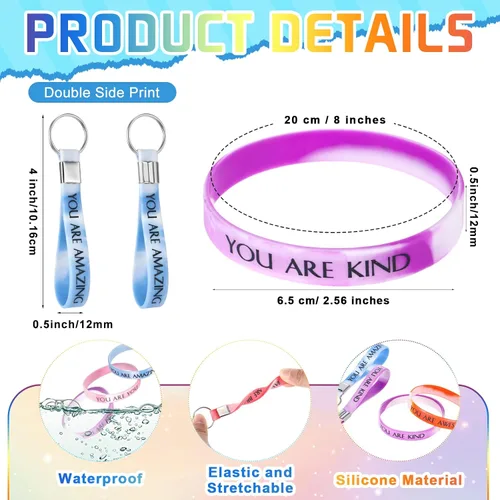 Vista 3 de Sratte 120 pulseras motivacionales, regalos inspiradores, llaveros inspiradores, regalo de agradecimiento para la semana de CNA, profesores