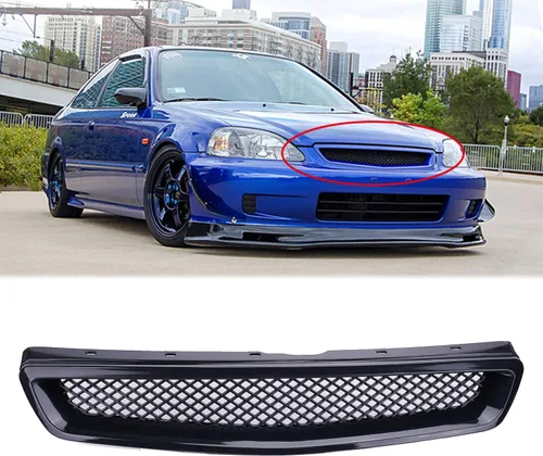 Vista 10 de Protector de rejilla superior para parachoques delantero, malla ABS negra, entrada de aire para Honda Civic EJ/EK Type R 1996-1998