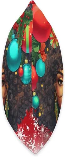 Vista 2 de Black women Christmas ornament melanin curly hair Melanin Christmas Queen Xmas Black Girl Magic Ornament - Almohada de 16 x 16 pulgadas, multicolor