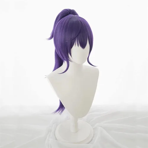 Vista 2 de Xingwang Queen Peluca de cosplay de anime, peluca de cola de caballo morada para mujeres