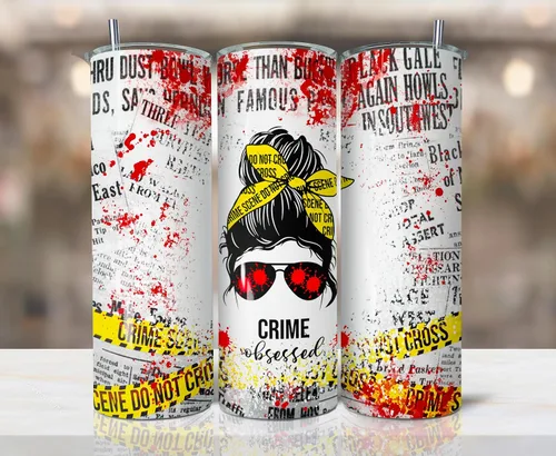 Vista 5 de Vaso delgado de 20 onzas con popote de metal y tapa, regalo para mujeres obsesionadas con el crimen verdadero, perfecto para amantes
