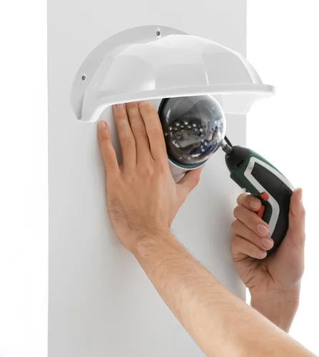 Vista 6 de Cámara de seguridad universal Sun resistente a la intemperie techo protector cámaras domo al aire libre Stick Up soporte de cámara compatible