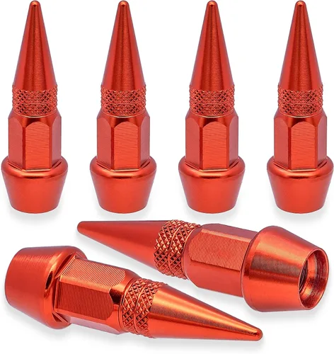 Vista 18 de 4 piezas de tapas de válvula de neumático con estilo púas, cubiertas de válvula de neumático universales de aleación de aluminio a prueba de polvo