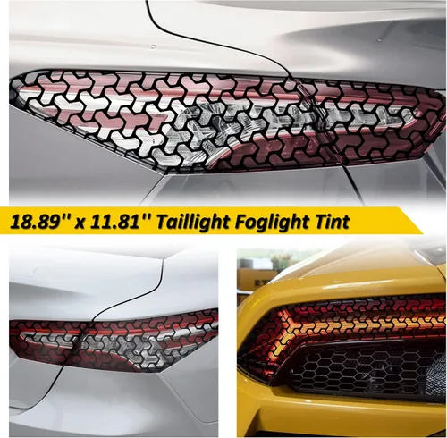 Vista 7 de Paquete de 2 láminas autoadhesivas para faros delanteros, color Y cuadrícula, para luces traseras, autoadhesivas, de 18.89 x 11.81 pulgadas