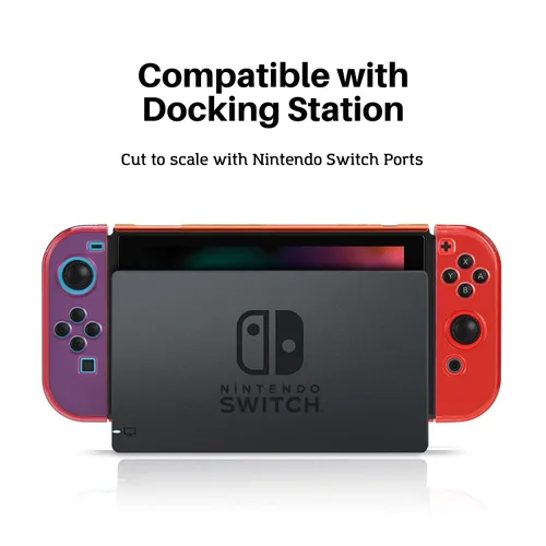 Vista 4 de TNP Dockable Case for Nintendo Switch - Clear Protective Case for Nintendo Switch and JoyCon Controller with 3 Set Thumb Grip Caps - Switch TPU