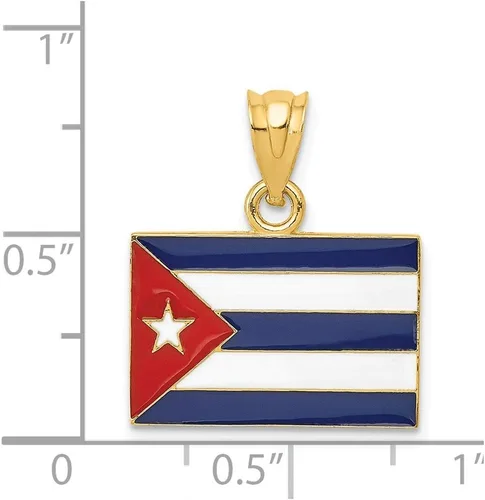 Vista 3 de Colgante de bandera de Cuba esmaltado en oro amarillo de 14 quilates, Metal Esmalte