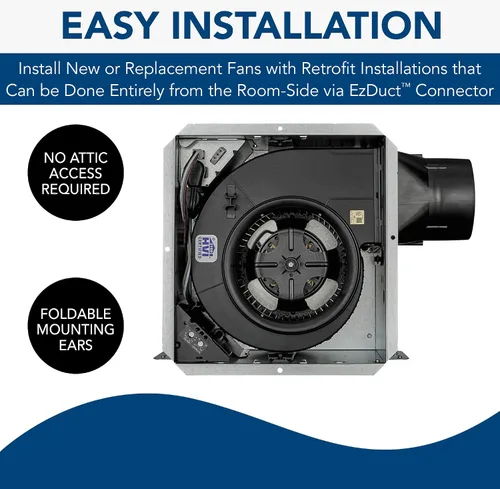 Vista 6 de Broan Flex™ Series 80 CFM 0.7 Sones Ventilador de ventilación con detección de humedad Energy Star®