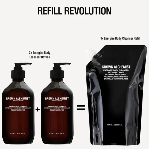 Vista 6 de Grown Alchemist Paquete de limpiador corporal Energize: Manzanilla, Bergamota y Rose Body Wash/Jabón (10.1 fl oz + 1 L de repuesto)