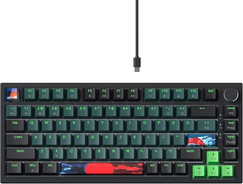 Vista 7 de Fogruaden Teclado mecánico con cable al 75% intercambiable en caliente, interruptor rojo, retroiluminación RGB, teclado mecánico TKL de 82 teclas