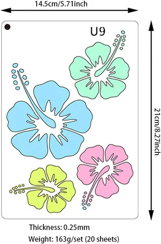 Vista 7 de Rolin Roly 20 plantillas de flores, plantillas de pintura de pájaros, ramas de árbol de pájaros, plantillas de dibujo de hojas de flores, plantillas