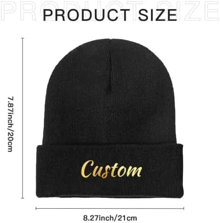 Vista 2 de Gorro de punto de invierno personalizado con tu texto y foto para hombres y mujeres