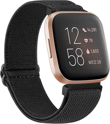Vista 10 de AK Banda elástica compatible con Fitbit Versa 2 y Versa para mujeres y hombres, correas de nailon elásticas suaves ajustables para reloj inteligente