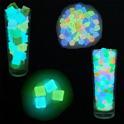 Vista 6 de 94 + 300 cubos acrílicos falsos y gemas de plástico, cristales de diamante falsos luminosos cuadrados triturados para decoración de mesa, decoración