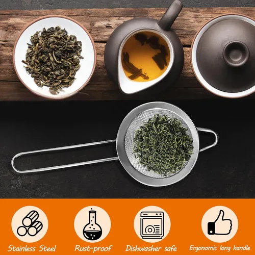 Vista 4 de Biaungdo 2 coladores de malla fina de 3.3 in/3.3 pulgadas, colador de té de acero inoxidable, coladores de malla cónica para cóctel, café