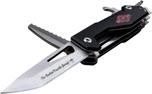 Vista 4 de Busted Knuckle Garage - Cuchillo plegable manual y multiherramienta - Hoja de acero inoxidable y hoja de sierra, mango de aluminio