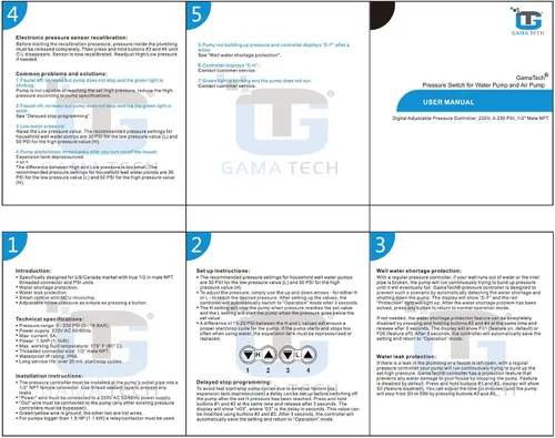 Vista 7 de GamaTech - Interruptor de presión para bomba de agua y bomba de aire, controlador de presión ajustable digital, 1/2 pulgada macho Npt