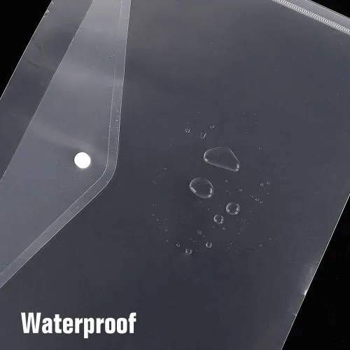 Vista 4 de EOOUT 30 piezas de sobres de plástico, sobres transparentes reutilizables de polietileno impermeables con botón de presión, tamaño carta US, A4