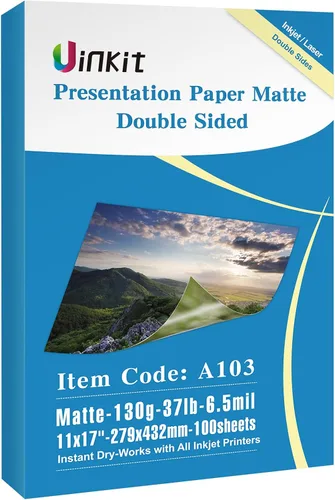 Vista 9 de Uinkit Papel para Folletos Brillante de Doble Cara 8.5x11 Inyección de Tinta 37lb 140gsm Tinta de Tinte Papel Fotográfico Delgado para Fotos