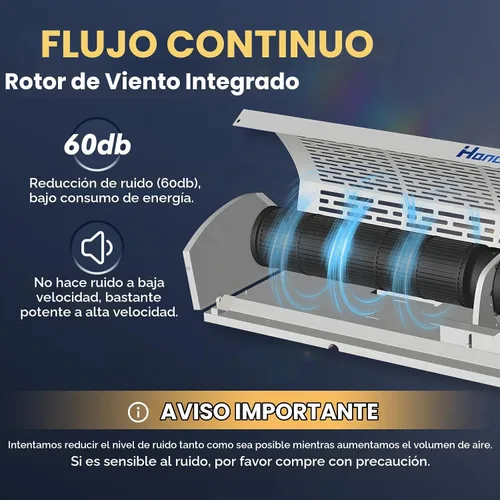 Vista 4 de Hanchen Cortina de aire de 36 pulgadas 【Nueva versión 2026】 Interruptor magnético de puerta 2 velocidades 1527/1292 CFM sin refrigeración y sin