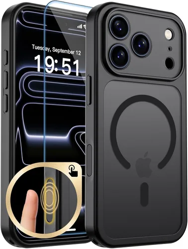 Vista 316 de zapica Funda magnética para iPhone Air, con protector de pantalla de vidrio templado, compatible con MagSafe, translúcida mate, a prueba de golpes