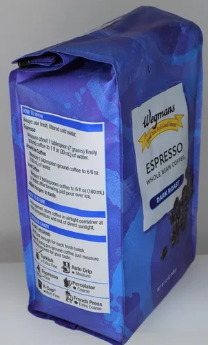 Vista 2 de Wegman's - Café en grano entero "Espresso", bolsa de 12 onzas, tostado oscuro