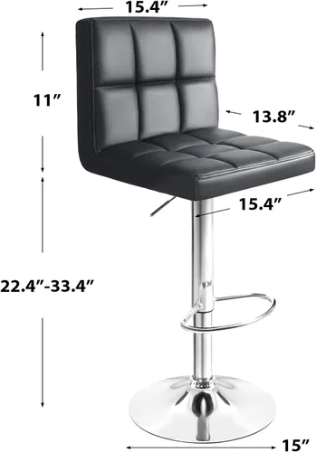 Vista 3 de GUNJI Taburetes de bar modernos de piel sintética ajustables con respaldo hidráulico sin brazos para mostrador de cocina, taburete giratorio