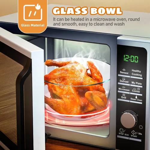 Vista 8 de Ensaladera grande de vidrio con base de madera, 84.5 fl oz, resistente al calor, para frutas, aperitivos, postres, microondas y lavavajillas, ideal