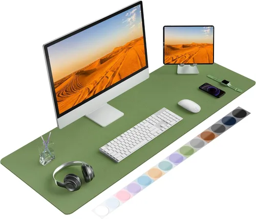 Vista 17 de Protector de Escritorio de Cuero, Alfombrilla para Ratón, Alfombrilla Antideslizante para Computadora de Escritorio, Alfombrilla de Escritorio