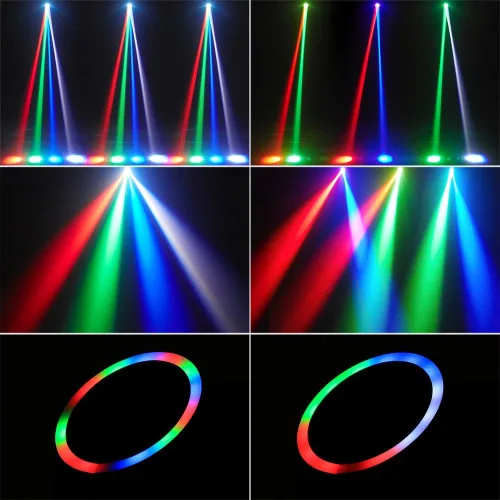 Vista 2 de Mini luz de cabeza móvil, 30 W, luces LED compactas para escenario, haz de cabeza móvil con efectos de halo, control remoto/DMX512/control de sonido