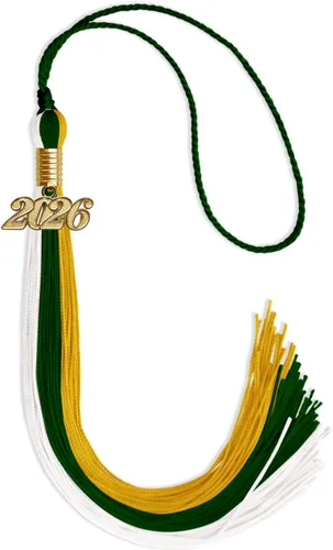 Vista 178 de Endea - Borla de graduación de triple color con gota de fecha dorada (negro/dorado/granate, 2020)