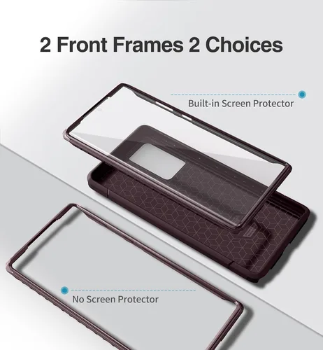 Vista 7 de SURITCH Funda para Samsung Galaxy Note 20 Ultra (solamente) de 6.9 pulgadas, 2 marcos frontales, protector de pantalla integrado, protector