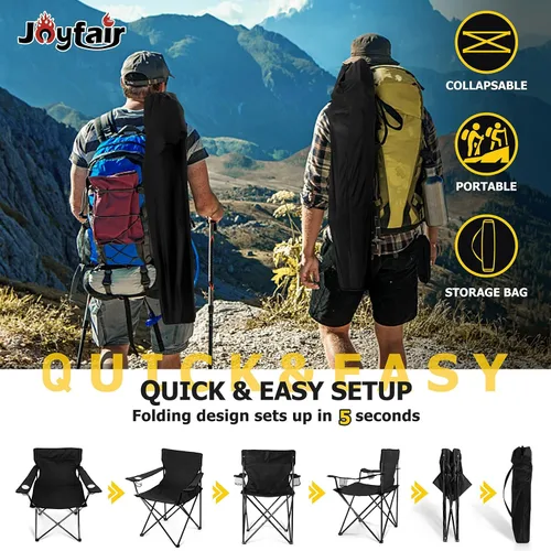Vista 8 de Joyfair Silla de camping portátil, sillas plegables para césped al aire libre para adultos, sillas plegables grandes resistentes para playa, pesca