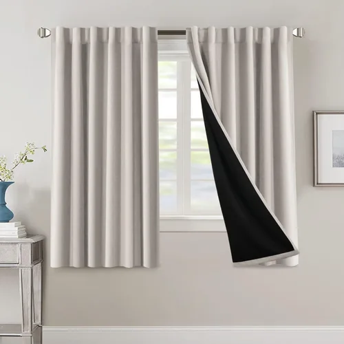 Vista 134 de H.VERSAILTEX Cortinas 100% opacas para dormitorio con forro negro, cortinas de oscurecimiento de habitación completa, con aislamiento térmico