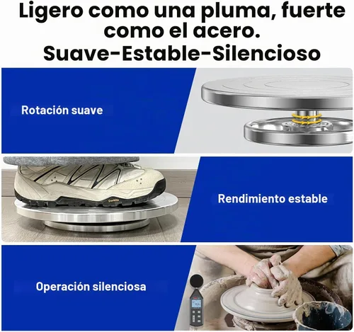 Vista 5 de Yncotte Rueda de cerámica de 7 pulgadas, rueda de bandas de doble cara, rueda giratoria de aleación de aluminio, rueda de escultura de metal