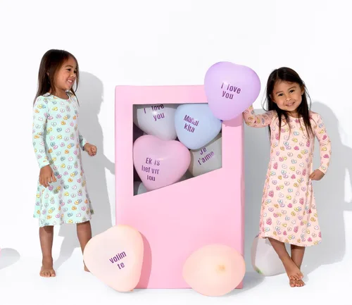 Vista 5 de Bellabu Bear Vestidos de bambú para niñas, manga corta y manga larga, viscosa de bambú