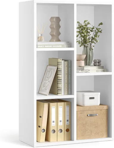 Vista 18 de VASAGLE Custos Collection - Estantería para libros tipo cubo con 4 compartimentos, 9.4 x 26 x 26 pulgadas, estantería de almacenamiento para sala