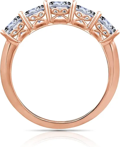 Vista 2 de Tienda Collection Platinum or Gold Plated Sterling Silver Princess-Cut 5-Stone Ring made with Infinite Elements Zirconia