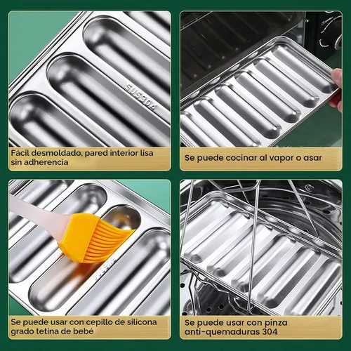 Vista 3 de mumisuto Molde para salchichas, molde casero para perros calientes de acero inoxidable 304 con 6 cavidades, molde para salchichas, suplemento